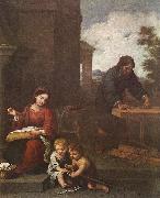MURILLO, Bartolome Esteban Holy Family with the Infant St John dh oil on canvas